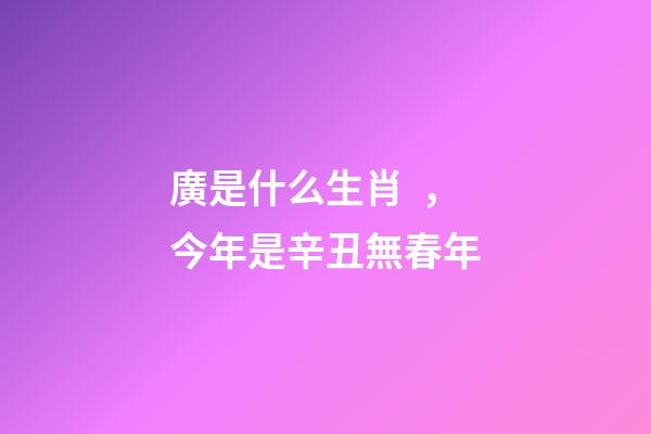 廣是什么生肖，今年是辛丑無春年